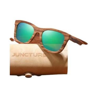 Imagem de Óculos De Sol Quadrados Vintage Unissex Em Madeira De Bambu, Marca De 