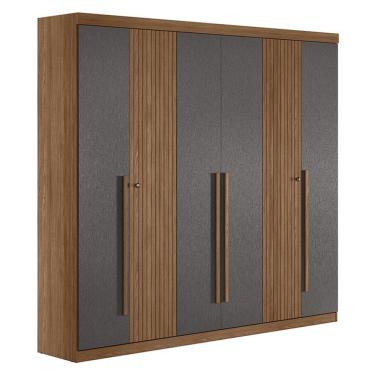 Imagem de Guarda Roupa Casal Ripado 6 Portas Buriti Jatobá Grafite Acetinado - Santos Andirá
