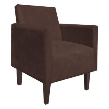 Imagem de Poltrona jade suede pes chanfrado tabaco - DRossi, Marrom