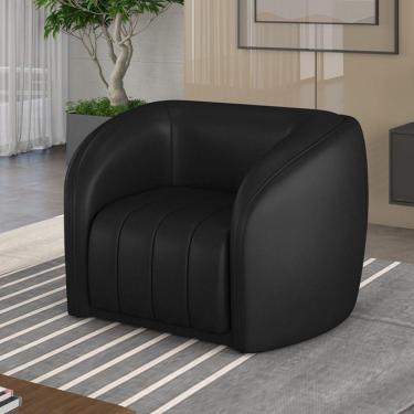 Imagem de Poltrona Decorativa Sala De Estar Adam Pu Preto G45 - Gran Belo
