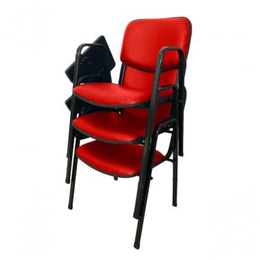 Imagem de 03 Cadeiras Universitárias Linha Hotel Auditório Vermelho