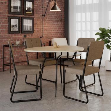 Imagem de Conjunto Mesa De Jantar Soho Orgânica C/ 04 Cadeiras Next Est.preta - Ciliegio E Areia