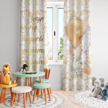 Imagem de Cortina Tecido Oxford Quarto Infantil Anjinho - 280x220cm - Core Decor