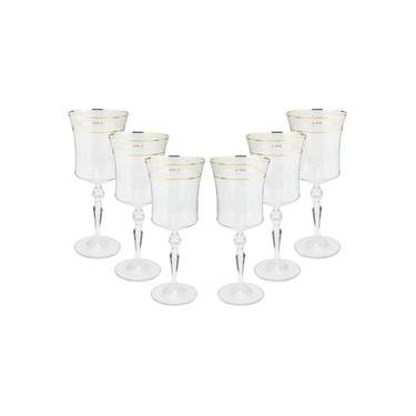Imagem de Jogo de taças para água Bohemia Grace em cristal 300ml 6 peças ouro rim