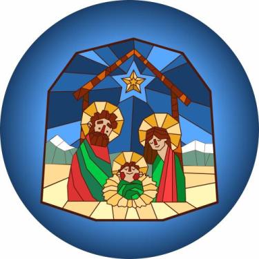 Imagem de Painel de Tecido Sublimado Redondo Vitral Nascimento Jesus c/ Elástico