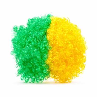 Imagem de Peruca Black Power Brasil Verde e Amarela Torcedor - Festas e Fantasia