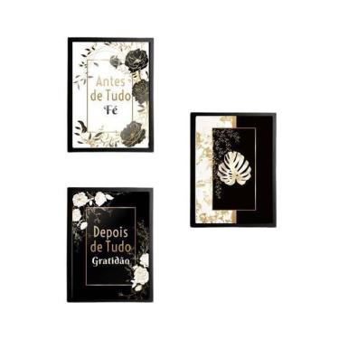 Imagem de Kit 3 Quadros Decorativos Fé E Gratidão Costela De Adão