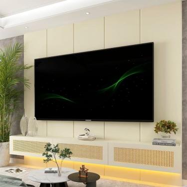 Imagem de Estante para Tv 84 Polegadas com Led 100% Mdf 220cm Realce/native Off White/Creme