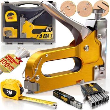 Imagem de Kit Grampeador Profissional Tapeceiro 3 Em 1 Com Maleta Pro - Genérico