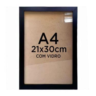 Imagem de Moldura Quadro A4 21x30 Diploma Certificado Foto com Vidro - Várias Co