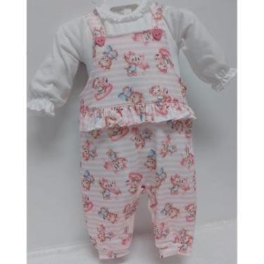 Imagem de Conjunto Bebê Menina Macacão Jardineira + Body Lessa B9358-Feminino