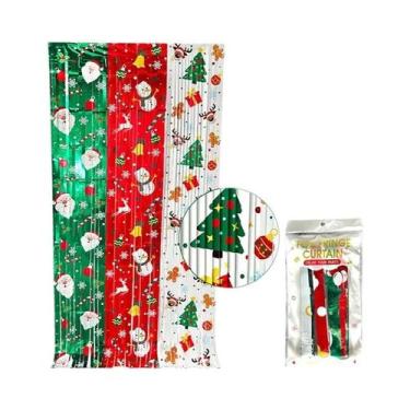 Imagem de Cortinas De Franjas De Natal Verde E Vermelha 1x2M, Fundo Temático De 