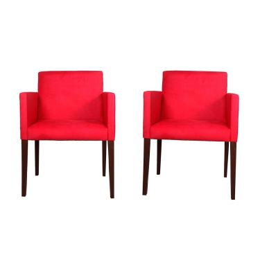 Imagem de Kit 2 Poltronas Nina Executiva Tecido Sintético Vermelho Rud House
