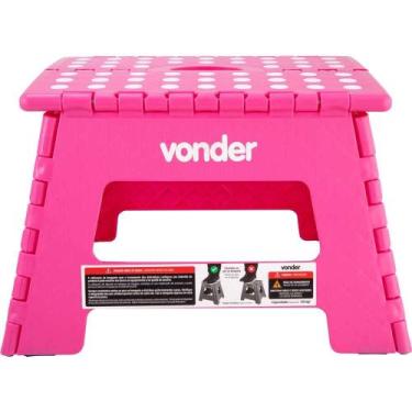Imagem de Banqueta Plástica Dobrável, Rosa, Altura 220 mm, Vonder OstenVonder
