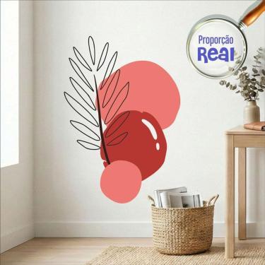 Imagem de Adesivo Floral Boho Vermelho Estilo Nórdico 100x69 Minimalista Mod.02