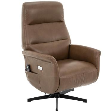 Imagem de Poltrona Reclinável Massageadora Magnet R01 Couro Sintético Marrom Lyam Decor