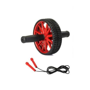 Imagem de Kit 2 Fitness Roda + Corda Exercícios Abdominal Funcional Treino-Unissex