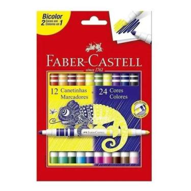 Imagem de Canetinha Faber Castell Bicolor 24 Cores 12 Canetinhas - Congratulatio