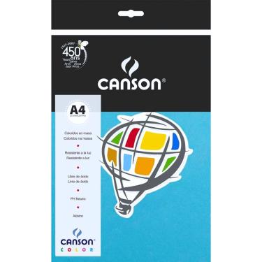 Imagem de Papel Colorido Canson Papel Color 180G-M2 A4 Superfície Lisa Livre de Ácido PH Neutro Pacote 50 Folhas Turquesa