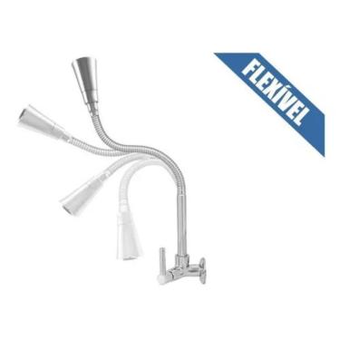 Imagem de Torneira para Cozinha Gourmet Duplo Jato 1-4 de Volta de Parede em Plástico ABS com Bic...