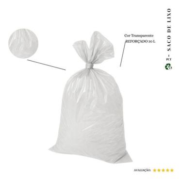 Imagem de Saco de Lixo 30L Reforçado para Descarte Doméstico em Plástico Resistente Transparente...