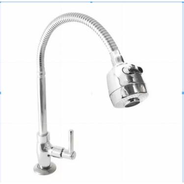 Imagem de Torneira de Cozinha Bancada Monocomando para Mesa em Aço Inoxidável com Bica Móvel Flex...