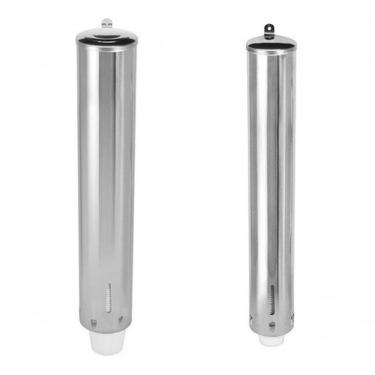 Imagem de Kit com Dispensadores em Aço Inoxidável AISI 430 para Copos de Água e Café com Tampa Protetora Inox Higipack