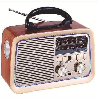 Imagem de Rádio Retrô Bluetooth OEM AD-3199 com Usb Microsd Entrada Auxiliar Lanterna Bivolt Amadeirado