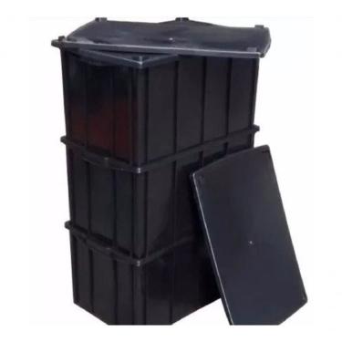 Imagem de Kit 3 Caixas Plásticas 61L com 3 Tampas para Organização em Plástico Polipropileno Pret...