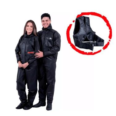 Imagem de Kit 2 Capas De Chuva Impermeável Fem + Masc Tam EG + Colete Infantil Serrana
