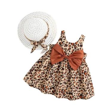 Imagem de Vestido De Verão Para Menina Com Estampa De Leopardo E Chapéu, Vestido