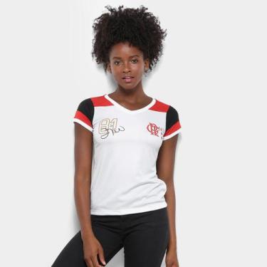 Imagem de Camiseta Flamengo Zico n 81 Retrô Feminina - Braziline, Branco, Vermel