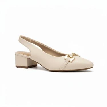 Imagem de Sapato Modare Creme Feminina Salto Bloco Macio Casual -, Creme, 37