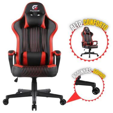 Imagem de Cadeira Gamer Ergonômica Com Almofadas Vickers Fortrek preto Material 