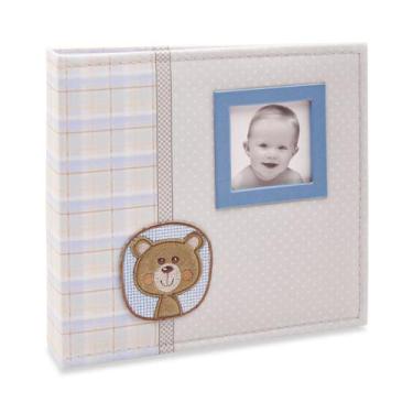 Imagem de Album 100 fotos 15x21 bebe tecido urso luxo azul- ical 862