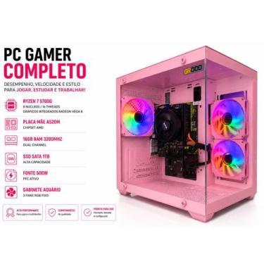 Imagem de Pc Gamer Rosa AMD Ryzen 7 5700g A520 16gb Ddr4 Ssd 1tb - Option Soluçõ