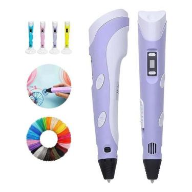 Imagem de Caneta 3D Profissional USB Kit com Filamento para Desenho e Modelagem 