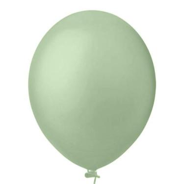 Imagem de Balão de Festa Redondo Verde Eucalipto nº9 23cm - 50 Un - Happy Day