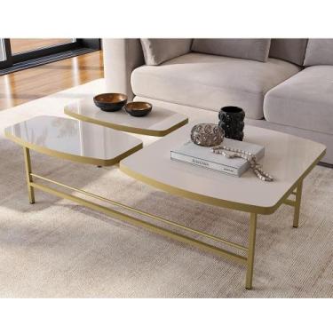 Imagem de Mesa de Centro Lile Luxo MDF 25mm Usinado com Pés de Ferro Design Mode