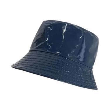 Imagem de Chapéu Bucket Unissex Impermeável De Couro PU Estilo Hip-Hop Brilhante