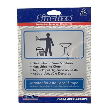 Imagem de Placa de Sinalização para Sanitário Masculino em Alumínio Auto-Adesiva 15x15CM Sinalize