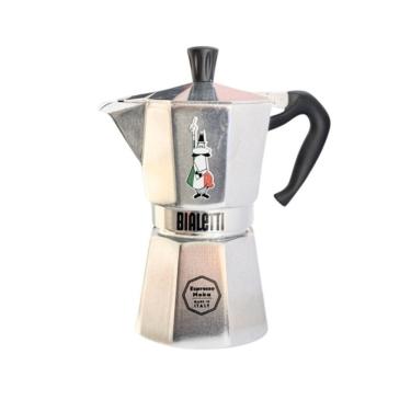 Imagem de Cafeteira Italiana Moka Express Omino Cinza 6 Xícaras em Alumínio Design Octogonal Bialetti
