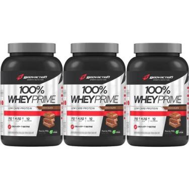 Imagem de Kit 3X 100% Whey Prime Concentrado - 900g Chocolate - BodyAction - Bod