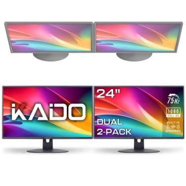 Imagem de Kit com 2 Monitores Kado E24X 24" FHD 75Hz HDMI com Alto-falantes