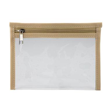 Imagem de Pasta Organizadora Le Pvc Transparente com Acabamento em Pu com Zíper - Bege 15x20 Cm