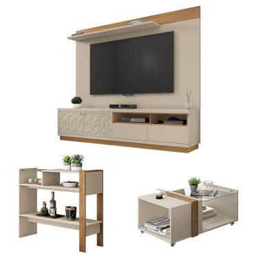 Imagem de Conjunto Sala Kit Rack Painel Aparador Mesa Renda Caemmun
