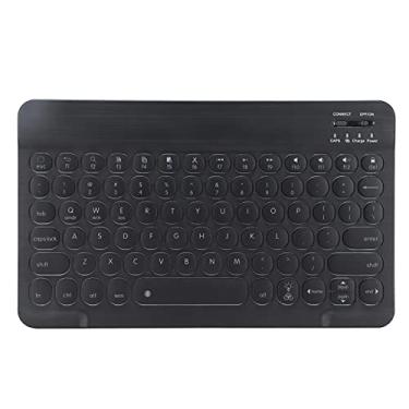 Imagem de Teclado Bluetooth sem fio de 25 cm, teclado universal ergonômico redondo com retroiluminado tipografia, para Android para para iOS (preto)