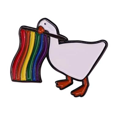 Imagem de KAWADU LGBTQ Gay Pride Bandeira Arco-íris Ganso Esmaltado Broche Joias para Vestidos, Ternos, Bolsas, Mochilas, Liga de aço, Sem pedras preciosas