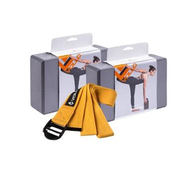 Imagem de Bloco para yoga (2 un) + Fita para yoga (1 un): Kit yoga básico