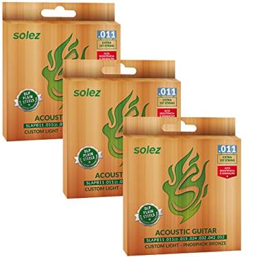 Imagem de 3 Encordoamentos Cordas Violão Aço 011 Solez Fósforo Bronze